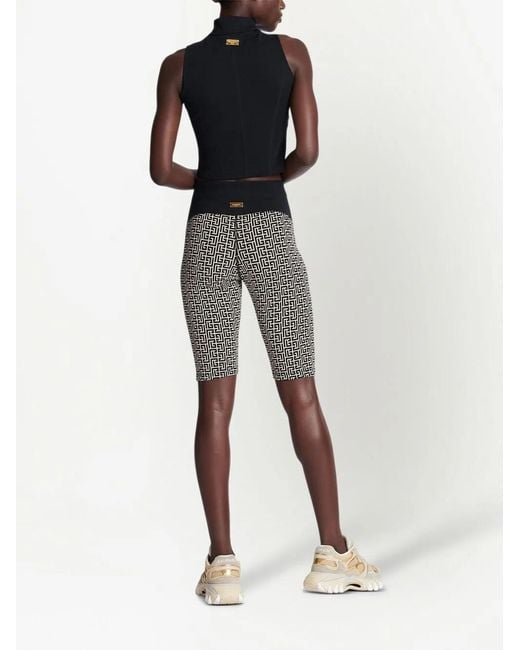 Balmain Black Monogram Cut-out Crop Top