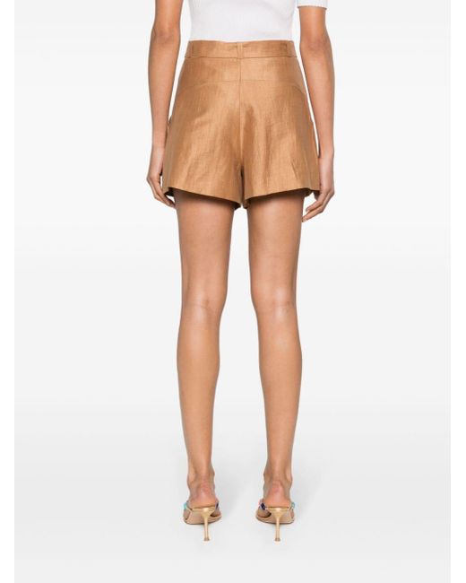 Maje Natural Inverted-pleat Belted Shorts
