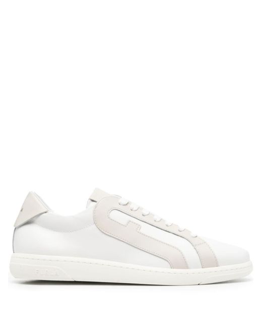 Furla White Arch-motif Leather Sneakers