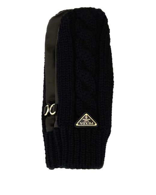 Guanti Con Logo di Prada in Black