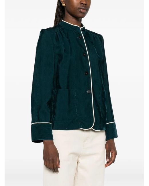 Forte_forte Green Piped Corduroy Jacket