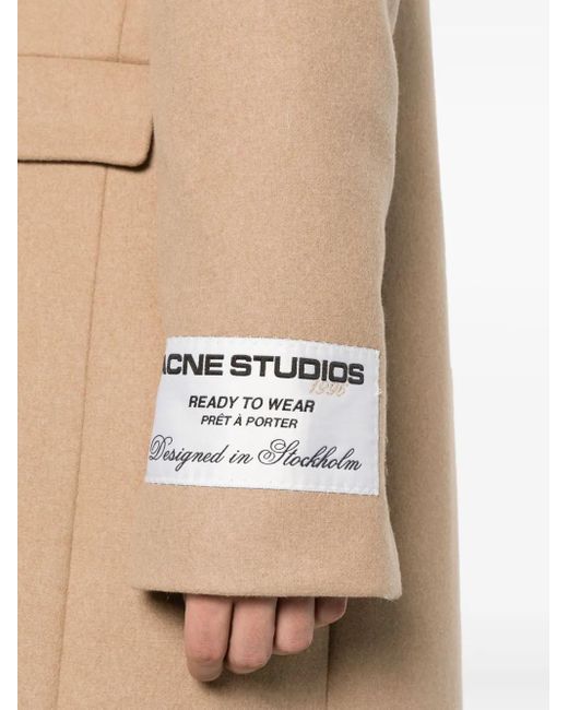 Acne Natural Single-Breasted Wool Blend Coat for men