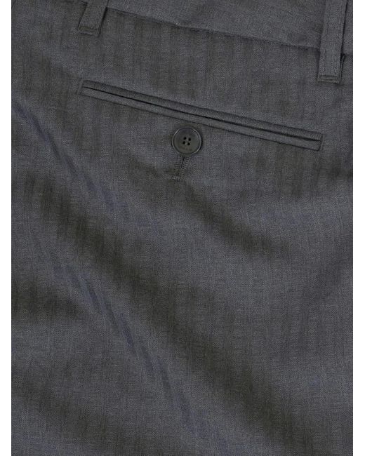 Etro Gray Virgin-Wool Straight Leg Trousers for men