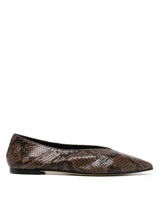 Aeyde Leather Moa Snake-print 10mm Ballerinas in Brown | Lyst Australia