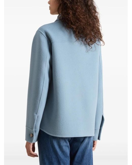 Woolrich Blue Buttoned Wool Over Shirt