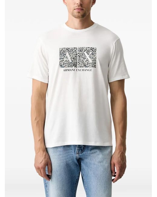 ARMANI EXCHANGE White Logo-Print Short-Sleeve T-Shirt for men