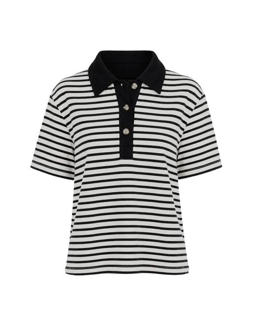 Xirena Black Kellie Striped Polo Top