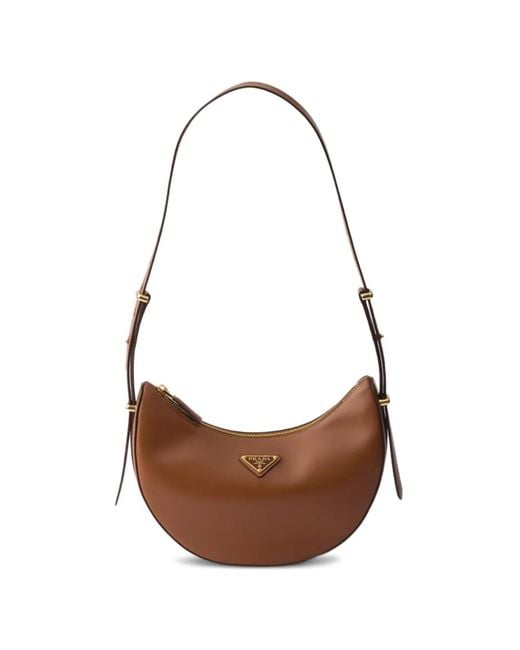 Prada White Small Arqué Leather Shoulder Bag