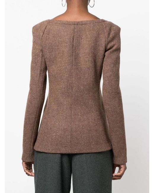 Veronique Leroy Brown Square-Neck Fitted Jacket