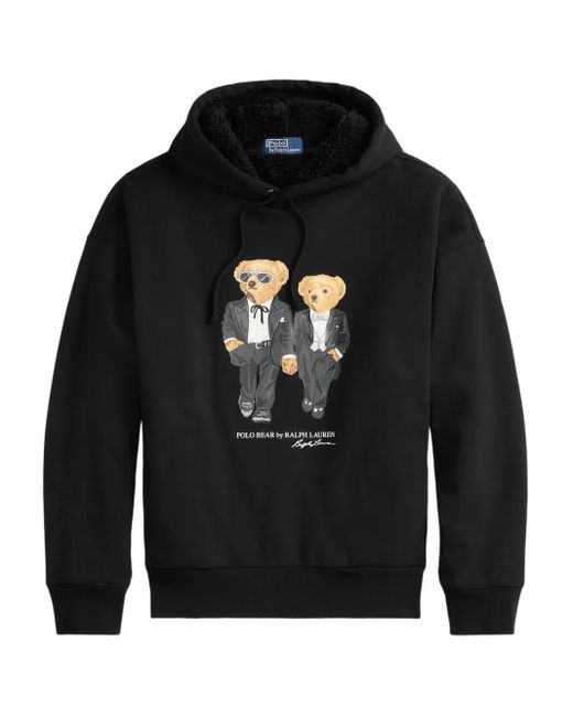 Polo Ralph Lauren Black Formal Suit Bears Graphic Hoodie for men