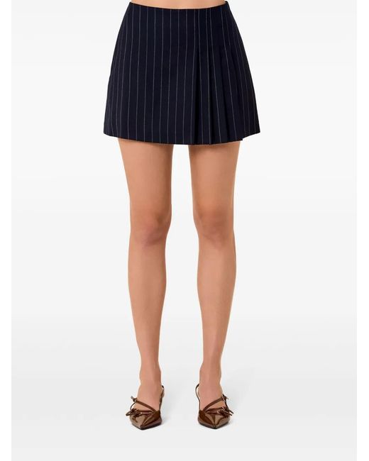 Nicholas Blue Pinstripe Pleated Side-Zip Skort
