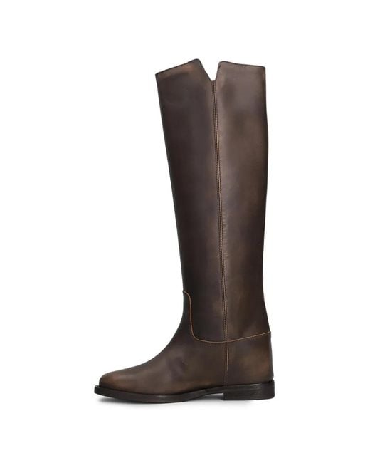 Via Roma 15 Brown V-Cut Knee-High Boots