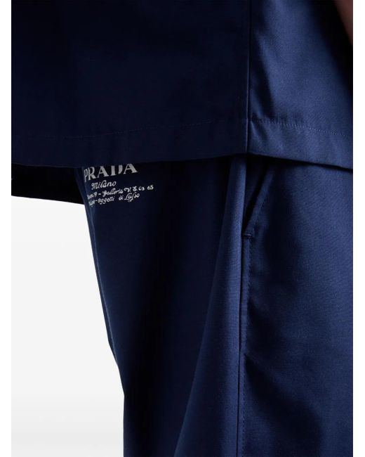 Pantalon En Popeline À Taille Élastiquée Prada pour homme en coloris Blue