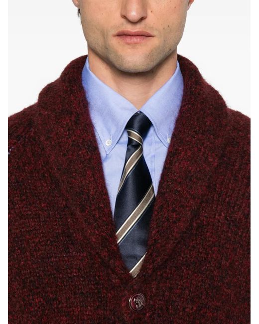 Brunello Cucinelli Purple Button-Front Shawl-Collar Cardigan for men