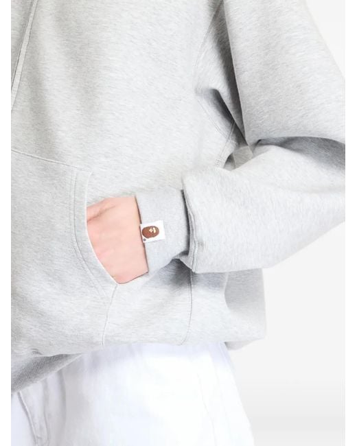 A Bathing Ape White Shark-Pattern Full Zip Hoodie