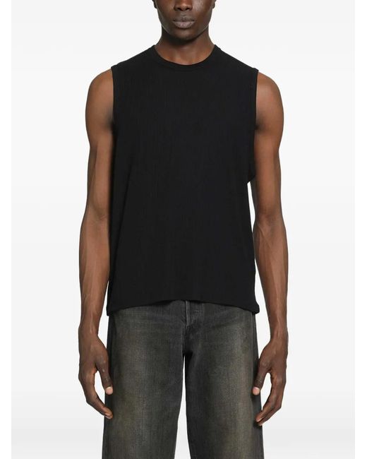 stein Black Wool Tank Top for men