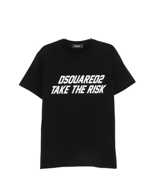 DSquared² Black Slogan-Print T-Shirt for men