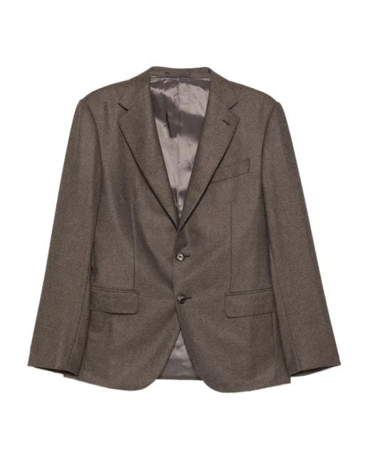 Caruso Brown Buttoned Wool-Cashmere Jacket for men
