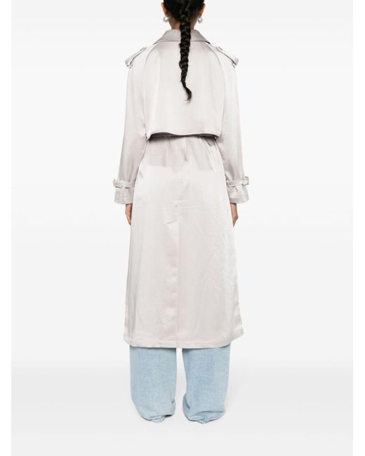 Herno White Belted Satin Trench Coat