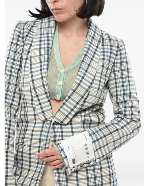Off-White c/o Virgil Abloh Gray Check-Pattern Blazer