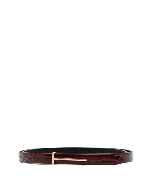 Tom Ford White Ceinture À Effet Peau De Crocodile