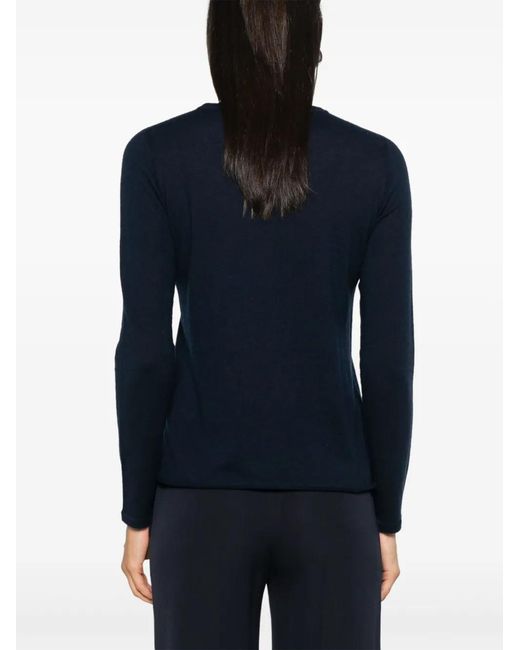 Majestic Filatures Blue Fine-Knit Cashmere Crewneck Sweater