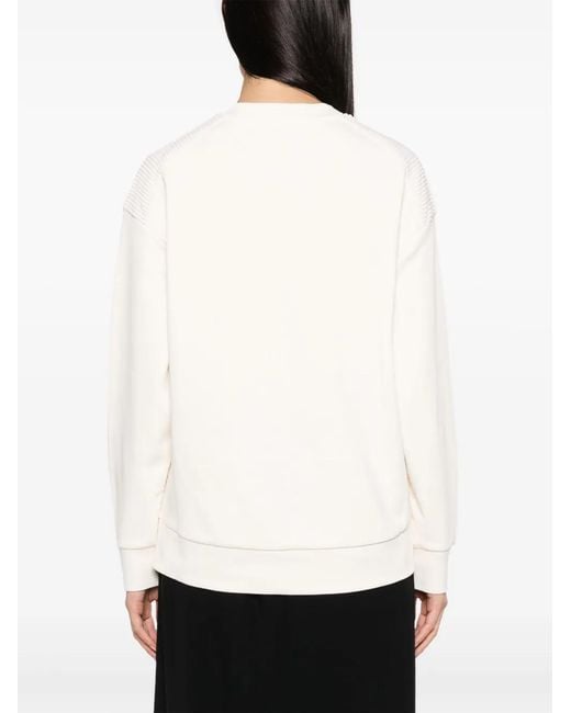 Moncler White Logo Embroidered Cotton Sweatshirt