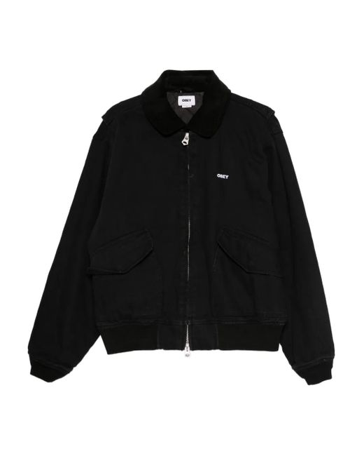 Obey Black Cwu Corduroy-Collar Jacket for men