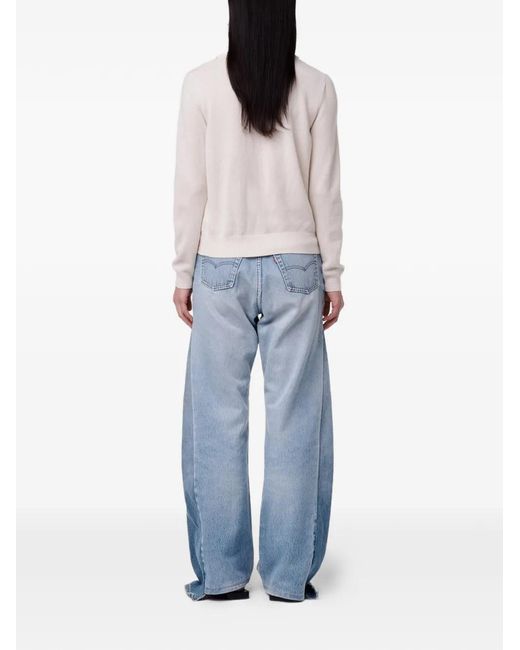 Another Tomorrow White Cashmere Draped-Neck Sweater