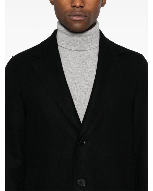 Harris Wharf London Black Cashmere Peacoat for men