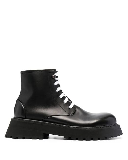 Marsèll Black Micarro Leather Combat Boots
