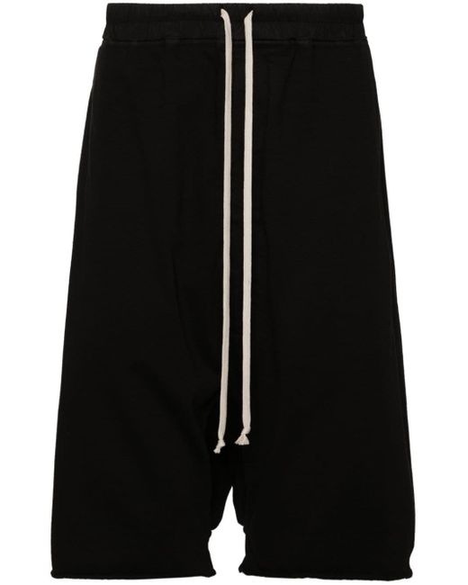 Rick Owens Black Drop-crotch Cotton Shorts for men