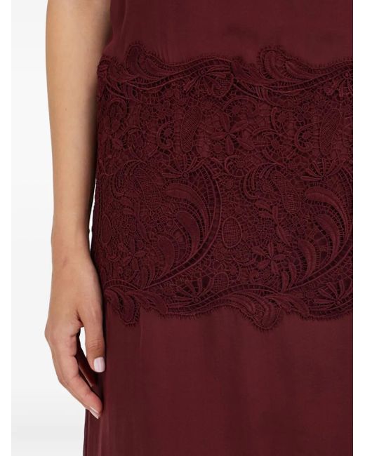 Ferragamo Midi-Jurk Met Col En Kant in het Purple