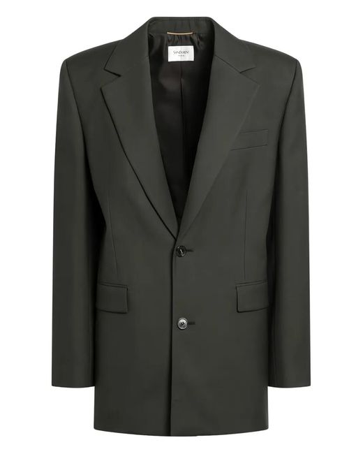Saint Laurent Black Single-Breasted Flap-Pocket Blazer