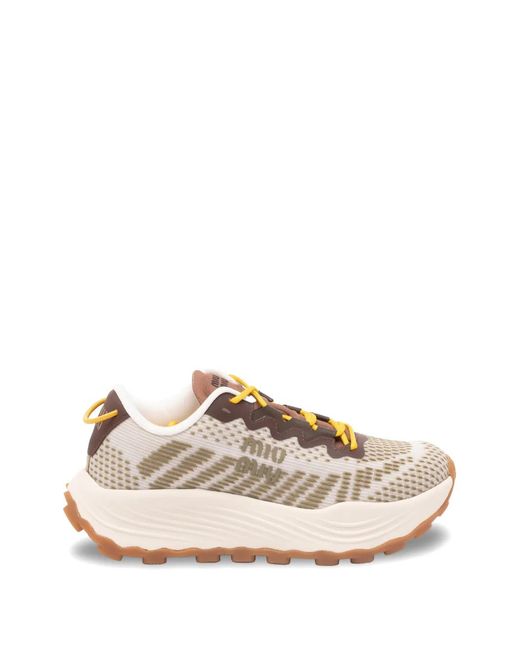 Miu Miu Pink Logo Pattern Sneakers