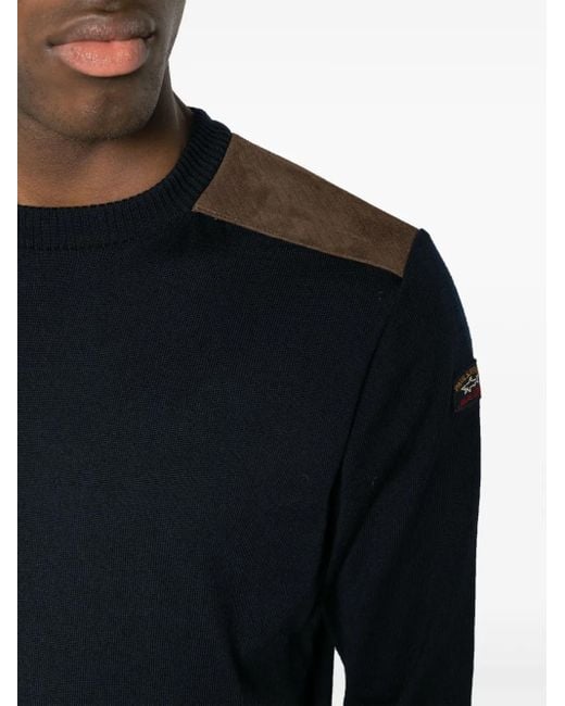 Paul & Shark Blue Crew-Neck Virgin Wool Jumper for men