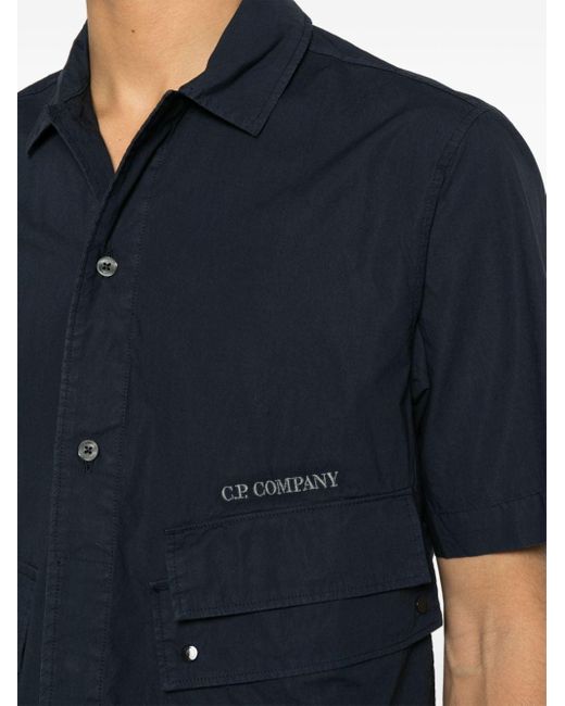 C P Company Overhemd Met Geborduurd Logo in het Blue voor heren