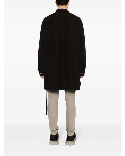 Rick Owens Black Long-Sleeve Cotton Shirt for men