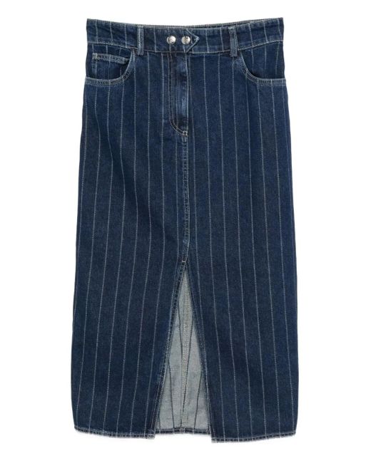 Gonna Midi Denim Gessata di Ba&sh in Blue