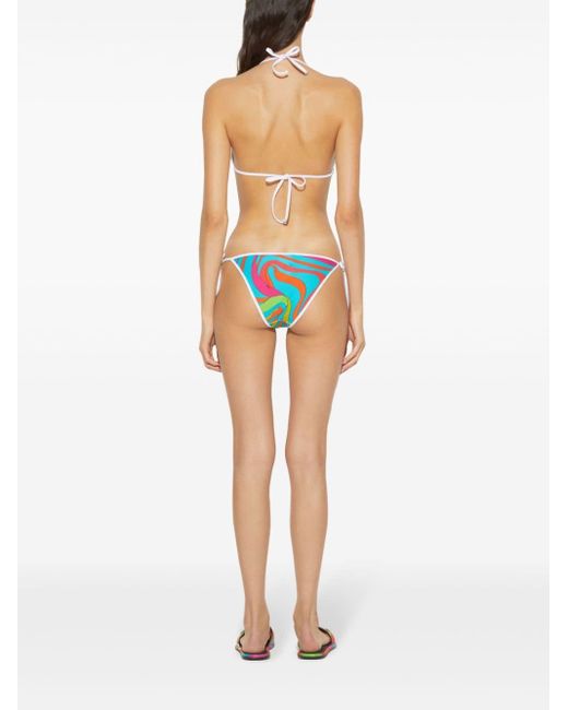Emilio Pucci Blue Marmo-print Bikini Top
