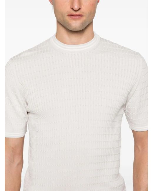 メンズ Eleventy ケーブルニット Tシャツ White