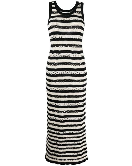 Sonia Rykiel Black Striped Openwork Maxi Dress