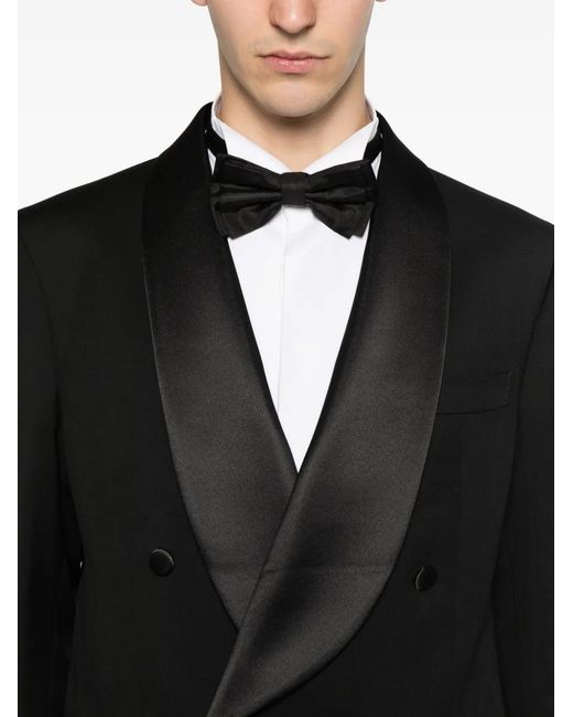 Luigi Bianchi Black Shawl-Lapel Double-Breasted Suit for men