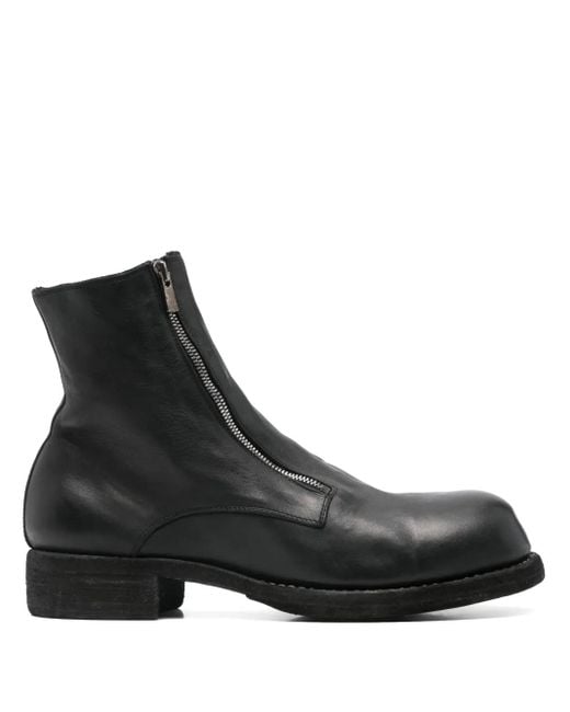 Guidi Black Leather Ankle Boots for men