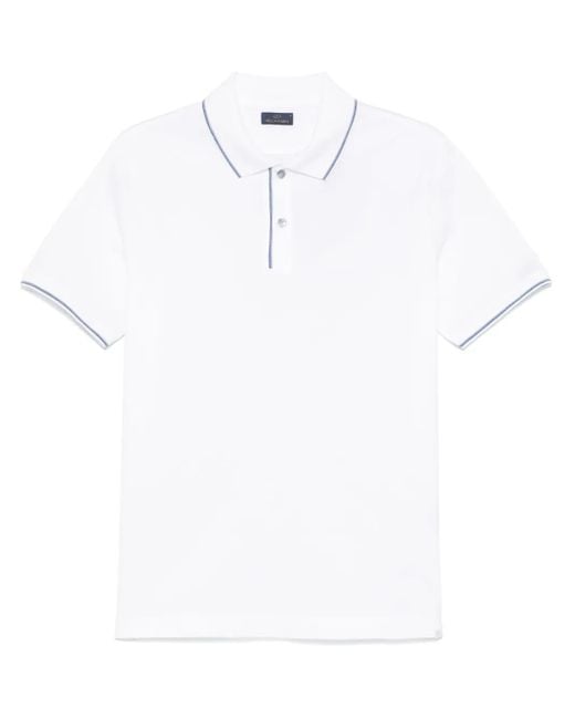 Paul & Shark White Striped Short-Sleeve Cotton Polo Shirt for men