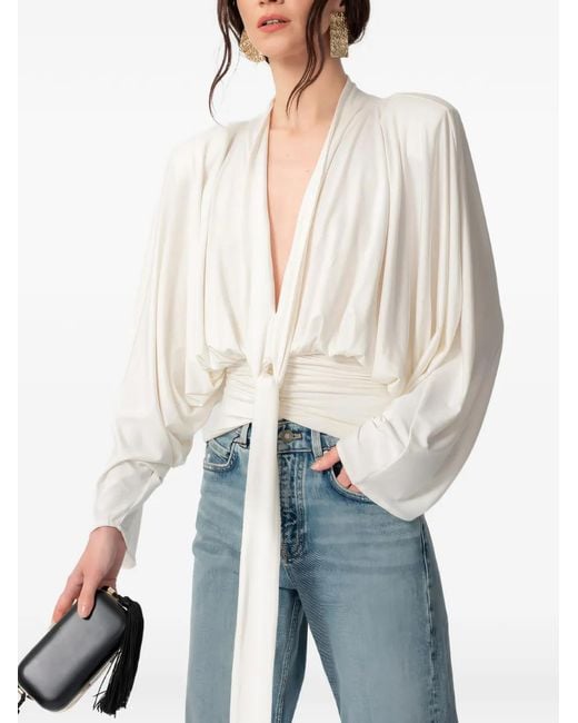 Concepto White Lila Tie-Waist Top