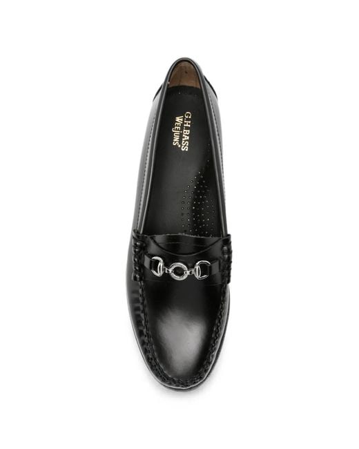G.H.BASS Black Lianna Horsebit Leather Loafers