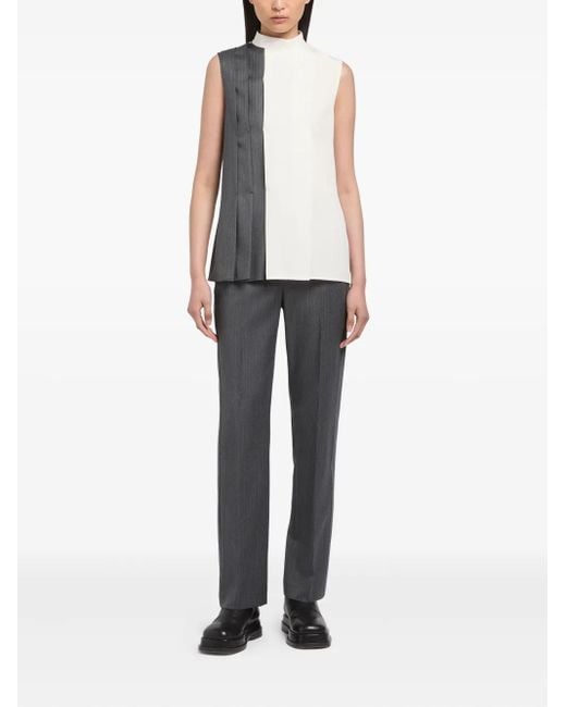 Ports 1961 White Asymmetrical Panelled Blouse