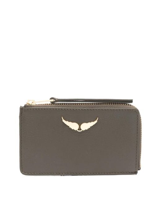 Zadig & Voltaire Gray Zv Card Logo-Plaque Leather Cardholder