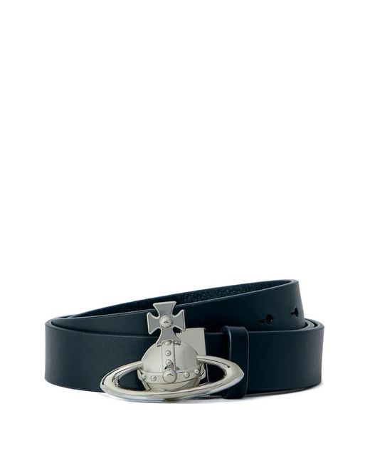 Vivienne Westwood レディース ブルー メタリック オーブ レザーベルト